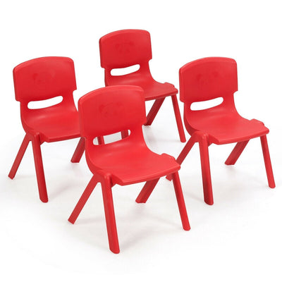 4-pack Kids Plastic Stackable Classroom Chairs-Red - Relaxacare