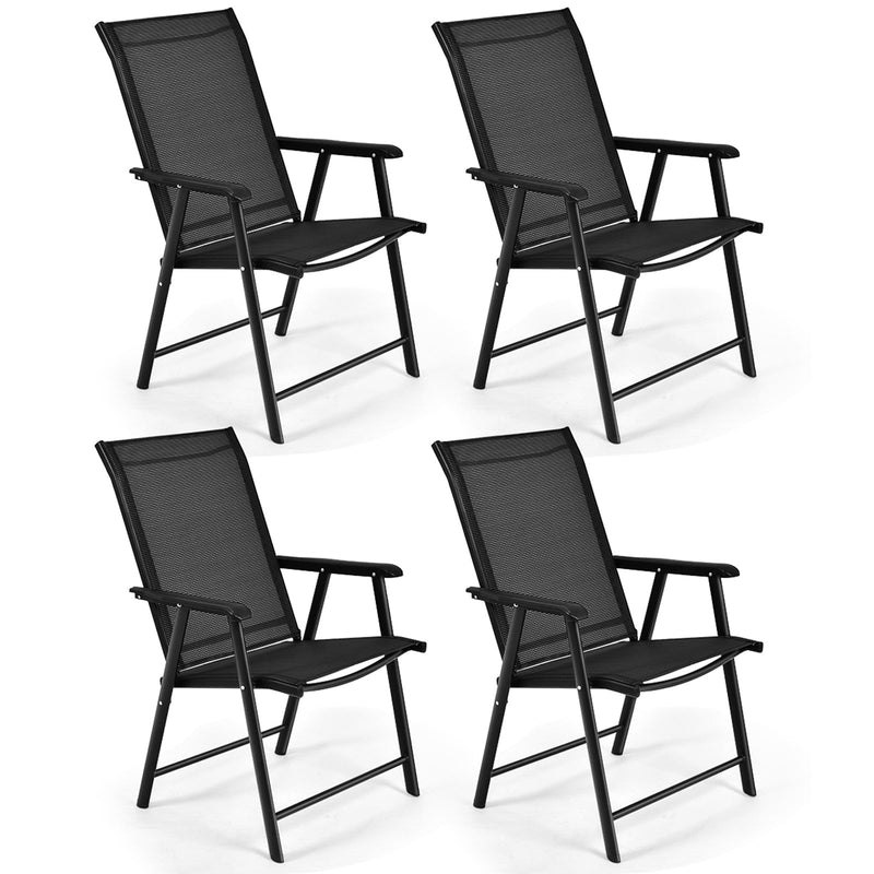 4-Pack Patio Folding Chairs Portable for Outdoor Camping-Black - Relaxacare