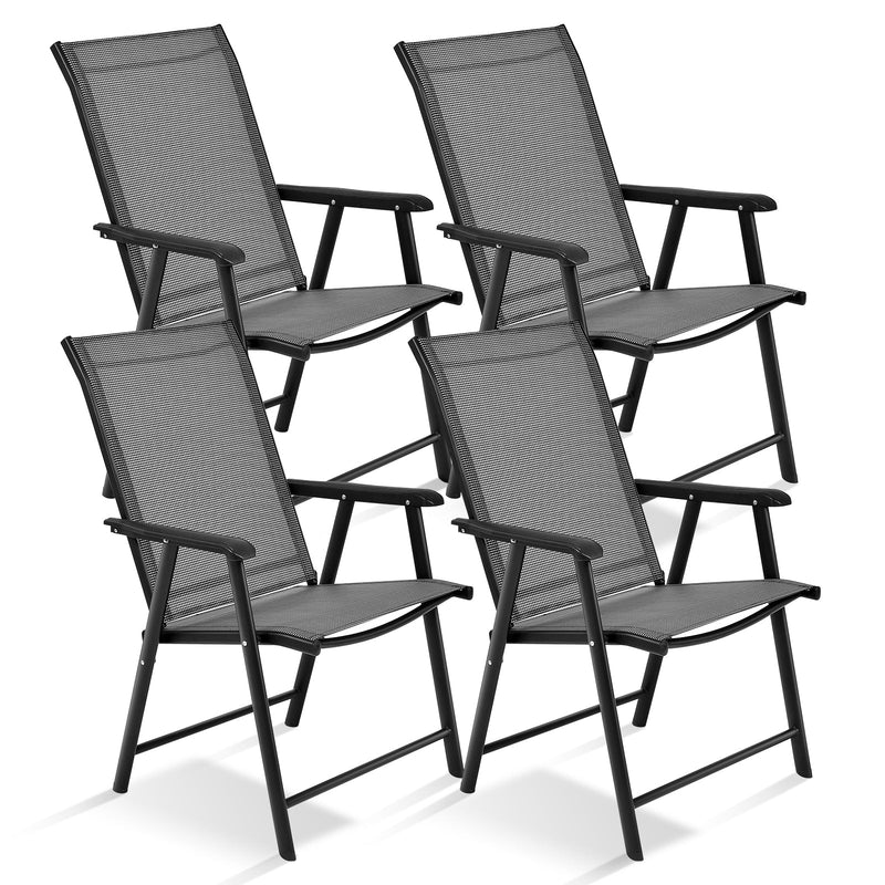 4-Pack Patio Folding Chairs Portable for Outdoor Camping-Gray - Relaxacare