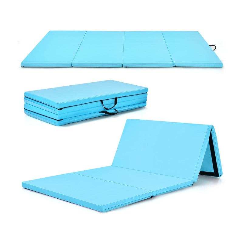 4-Panel Folding Gymnastics Mat with Carrying Handles for Home Gym - Relaxacare