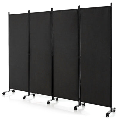 4-Panel Folding Room Divider Privacy Screen with Lockable Wheels - Relaxacare