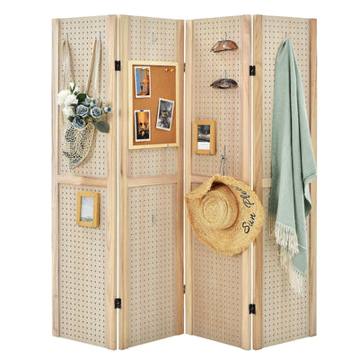 4-Panel Pegboard Display 5 Feet Tall Folding Privacy Screen for Craft Display Organized - Relaxacare