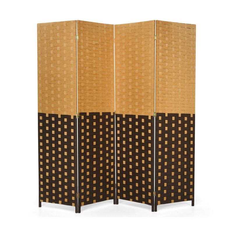 4 Panel Portable Folding Hand-Woven Wall Divider Suitable for Home Office - Relaxacare