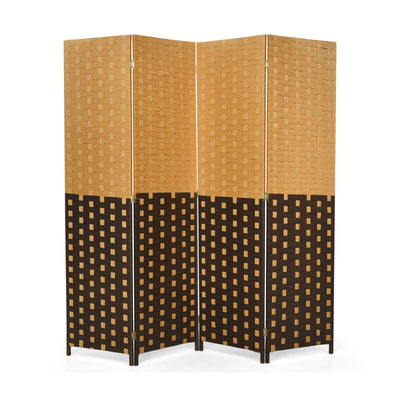 4 Panel Portable Folding Hand-Woven Wall Divider Suitable for Home Office-Brown - Relaxacare