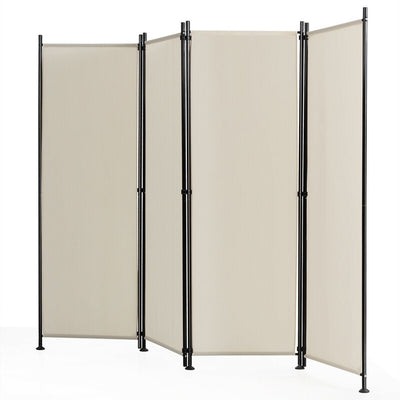4-Panel Room Divider Folding Privacy Screen-Beige - Relaxacare