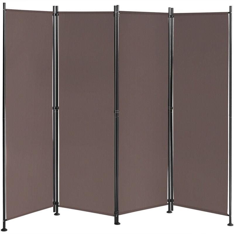 4-Panel Room Divider Folding Privacy Screen-Brown - Relaxacare