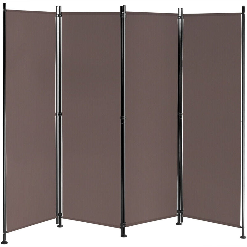 4-Panel Room Divider Folding Privacy Screen-Coffee - Relaxacare