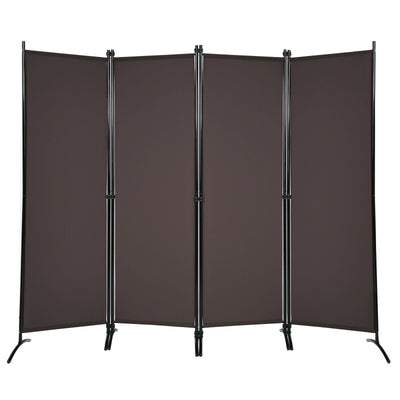 4-Panel Room Divider with Steel Frame-Brown - Relaxacare