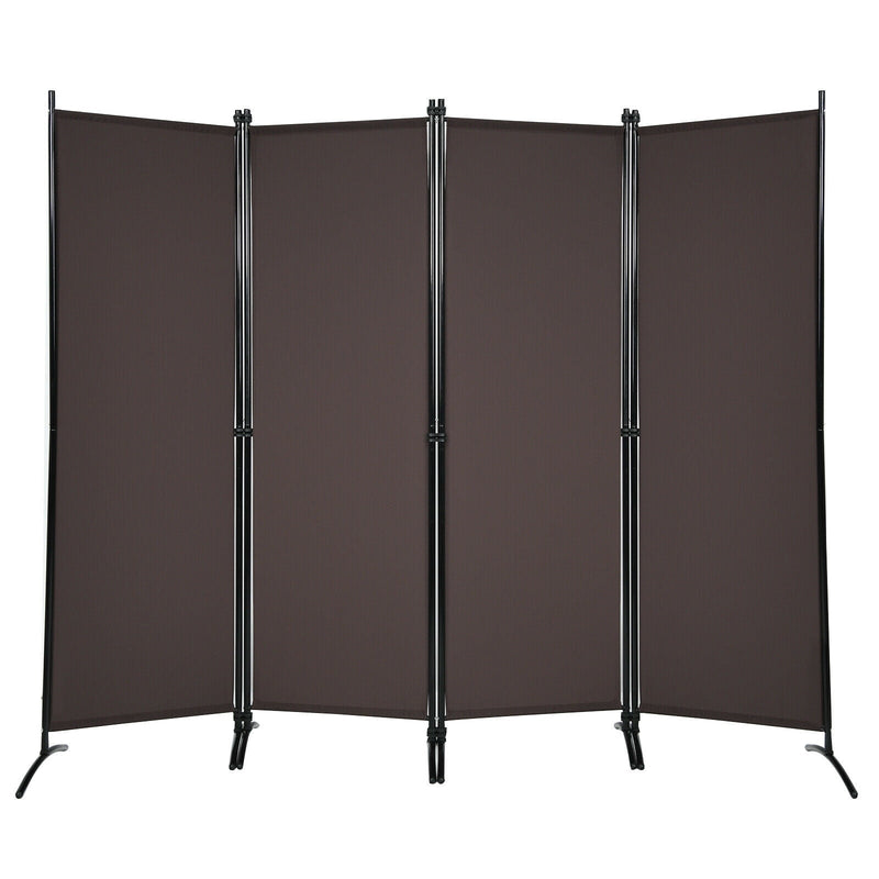 4-Panel Room Divider with Steel Frame-Brown - Relaxacare