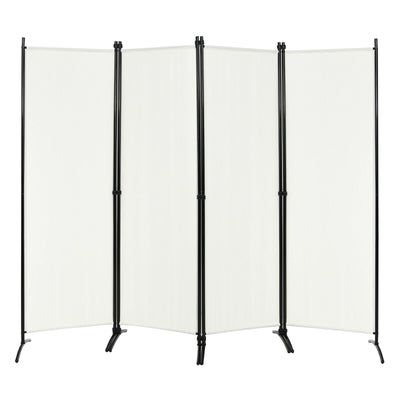 4-Panel Room Divider with Steel Frame-White - Relaxacare