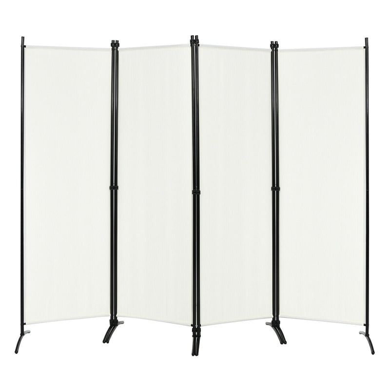 4-Panel Room Divider with Steel Frame-White - Relaxacare