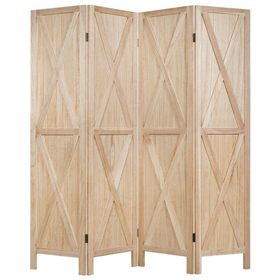 4-Panel Wood Room Divider with X-shaped Ornament - Relaxacare