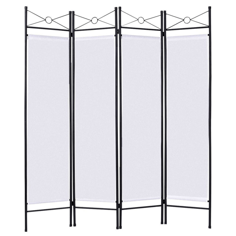 4 Panels Metal Frame Room Private Folding Screen-White - Relaxacare