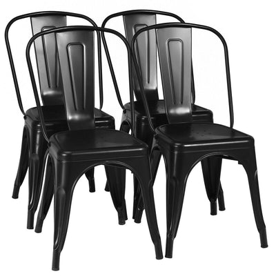 4 Pcs Modern Bar Stools with Removable Back and Rubber Feet-Black - Relaxacare