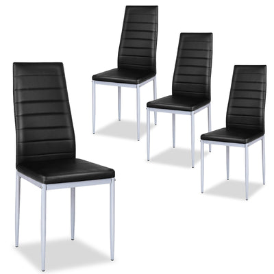 4 pcs PVC Leather Dining Side Chairs Elegant Design -Black - Relaxacare
