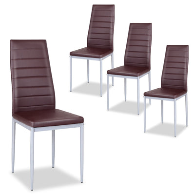 4 pcs PVC Leather Dining Side Chairs Elegant Design -Coffee - Relaxacare