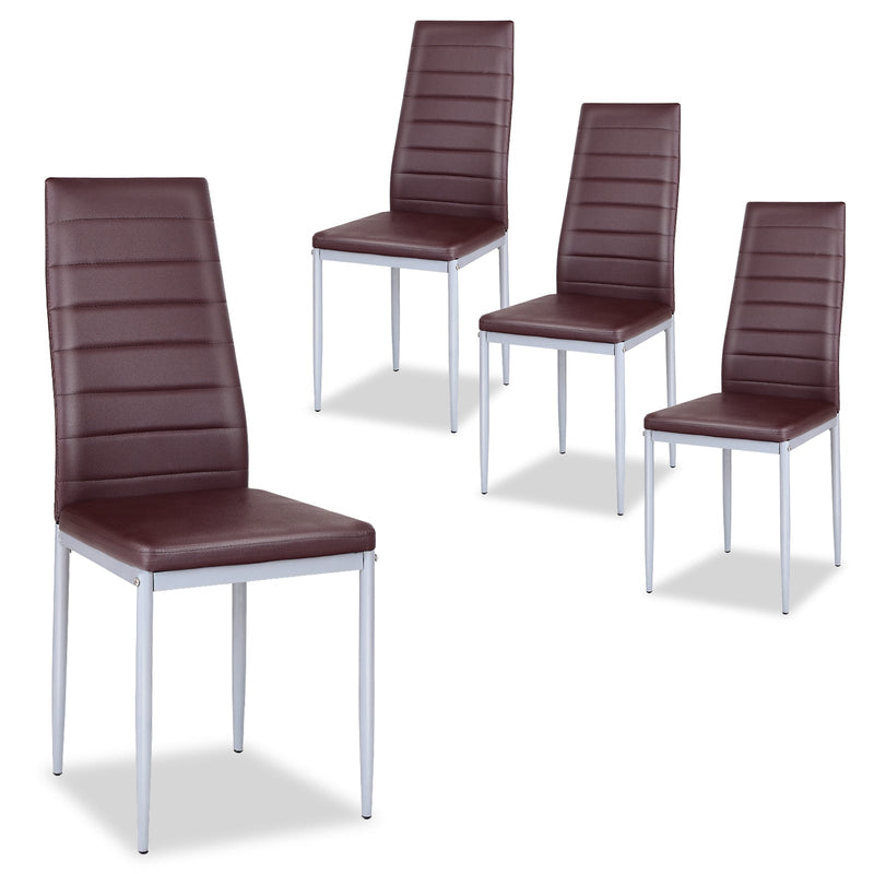 4 pcs PVC Leather Dining Side Chairs Elegant Design -Coffee - Relaxacare