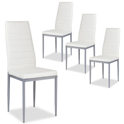 4 pcs PVC Leather Dining Side Chairs Elegant Design -White - Relaxacare
