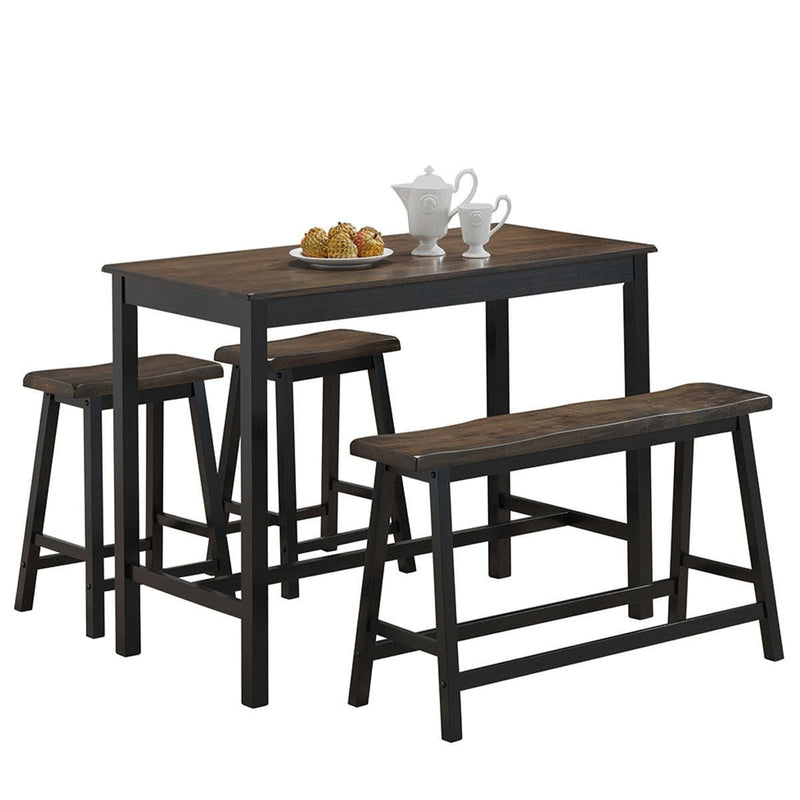 4 pcs Solid Wood Counter Height Dining Table Set-Gray - Relaxacare