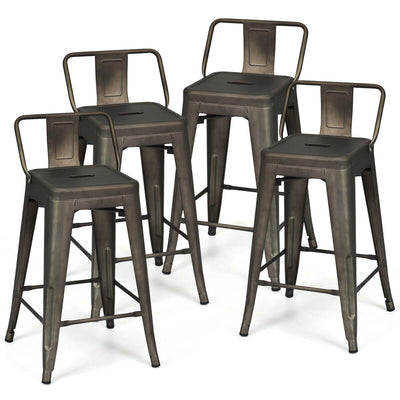 4 Pieces Cafe Side Chair Set with Rubber Feet and Removable Back-Gun - Relaxacare