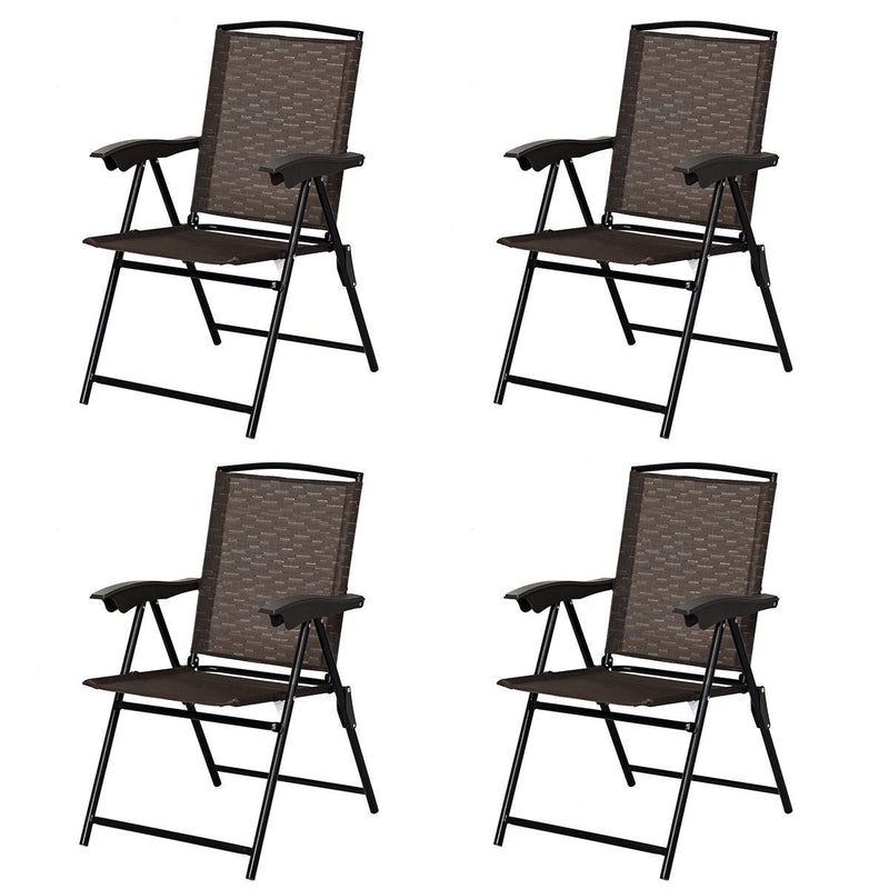 4 Pieces Folding Dining Chairs with Steel Armrests and Sling Back - Relaxacare