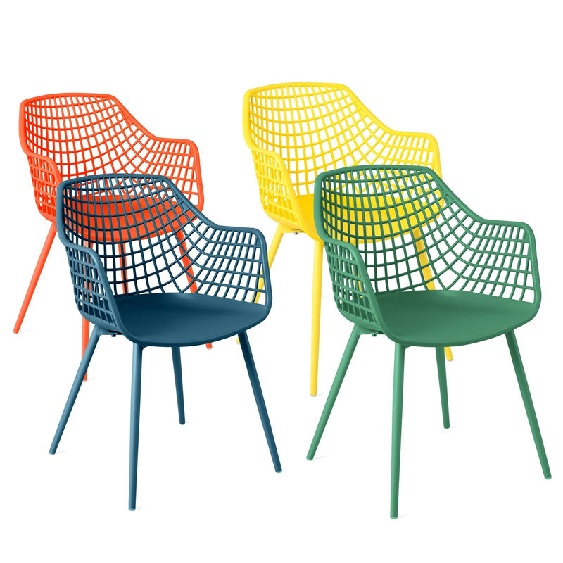 4 Pieces Kids Chairs with Curved Backrest and Ergonomic Armrests - Relaxacare