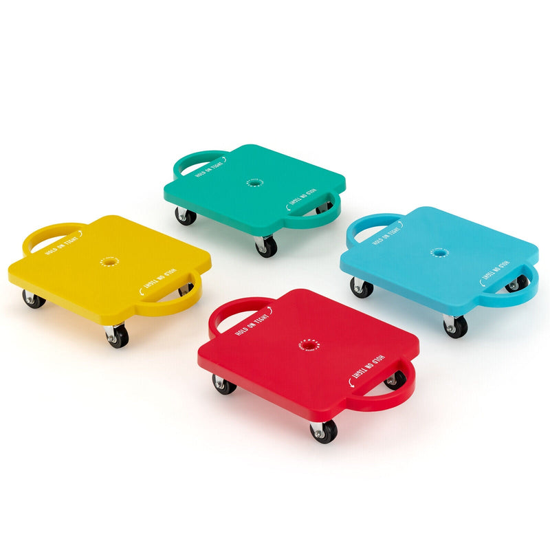 4 Pieces Kids Sitting Scooter Set with Handles and Non-marring Universal Casters - Relaxacare