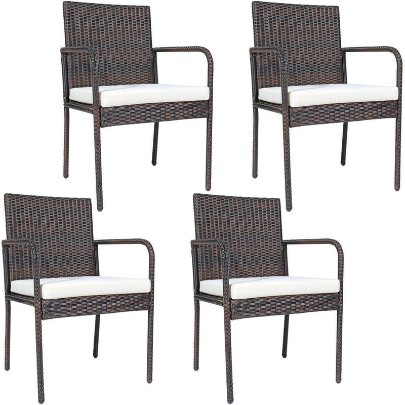 4 Pieces Outdoor Patio Rattan Dining Chairs Cushioned Sofa - Relaxacare