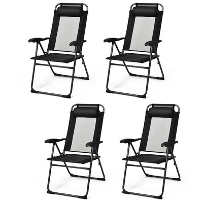 4 Pieces Patio Garden Adjustable Reclining Folding Chairs with Headrests - Relaxacare
