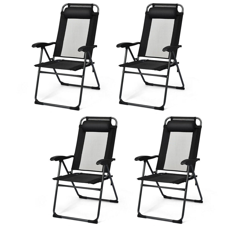 4 Pieces Patio Garden Adjustable Reclining Folding Chairs with Headrests - Relaxacare