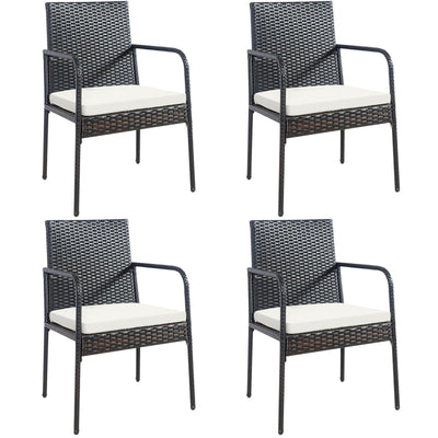 4 Pieces Patio Wicker Rattan Dining Set with Comfy Cushions - Relaxacare