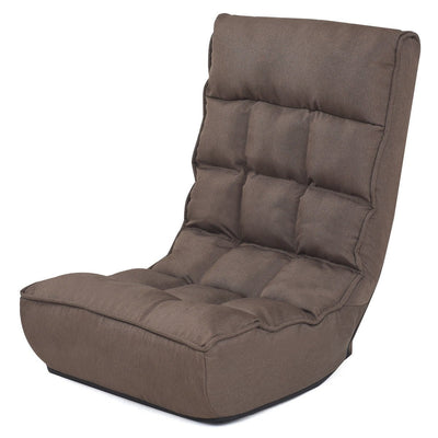 4-Position Adjustable Floor Chair Folding Lazy Sofa-Coffee - Relaxacare
