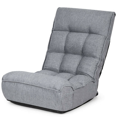 4-Position Adjustable Floor Chair Folding Lazy Sofa-Gray - Relaxacare