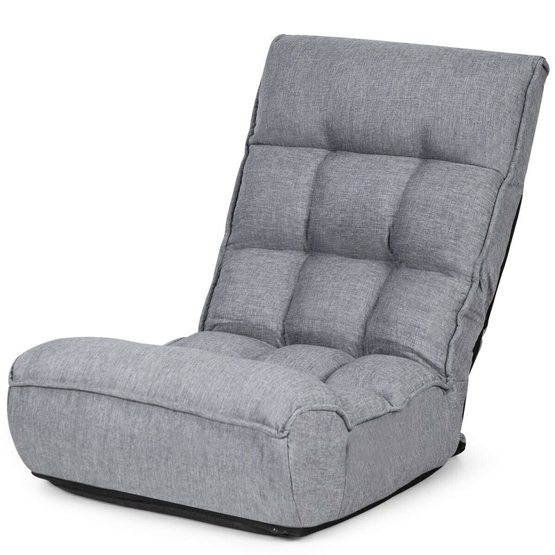 4-Position Adjustable Floor Chair Folding Lazy Sofa-Gray - Relaxacare