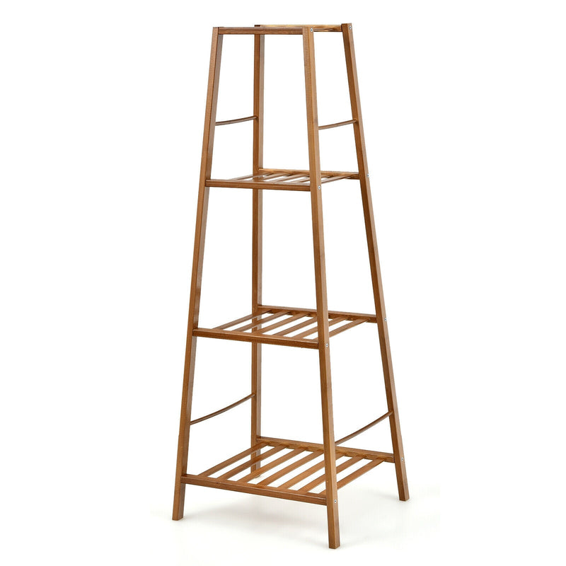 4-Potted Bamboo Tall Plant Holder Stand-Brown - Relaxacare