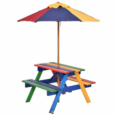 4 Seat Kids Picnic Table with Umbrella - Relaxacare