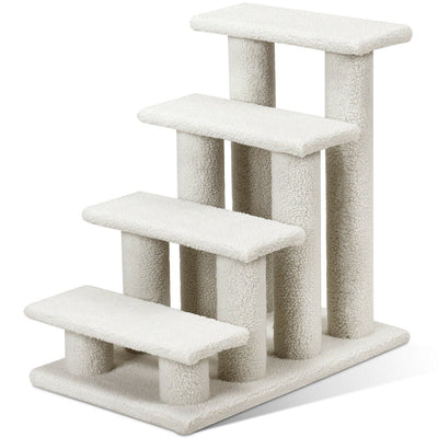 4-Step Pet Stairs Carpeted Ladder Ramp Scratching Post Cat Tree Climber - Relaxacare