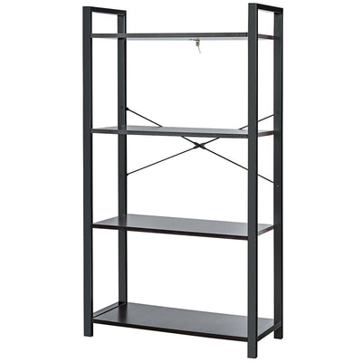 4-Tier Industrial Bookshelf with Metal Frame - Relaxacare