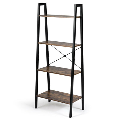4-Tier Industrial Ladder Shelf with Metal Frame - Relaxacare