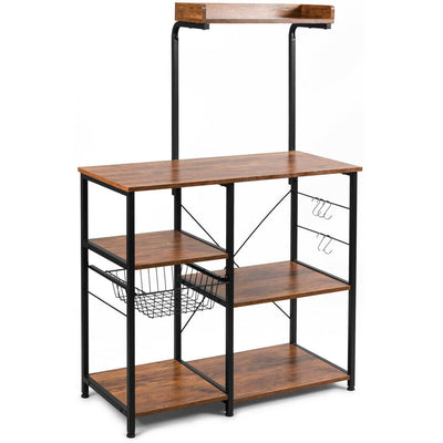 4-tier Kitchen Baker's Rack with Basket and 5 Hooks - Relaxacare