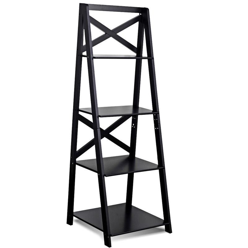 4-Tier Leaning Free Standing Ladder Shelf Bookcase - Relaxacare