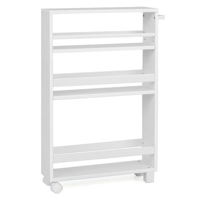 4-Tier Slim Storage Kitchen Cart with Adjustable Shelves - Relaxacare