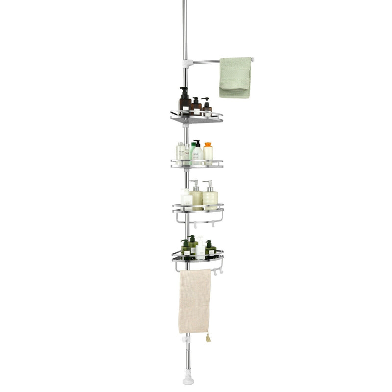 4-Tier Tension Shower Corner Caddy with 304 Stainless Steel - Relaxacare
