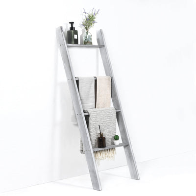4-Tier Wall Leaning Ladder Shelf Stand-Gray - Relaxacare