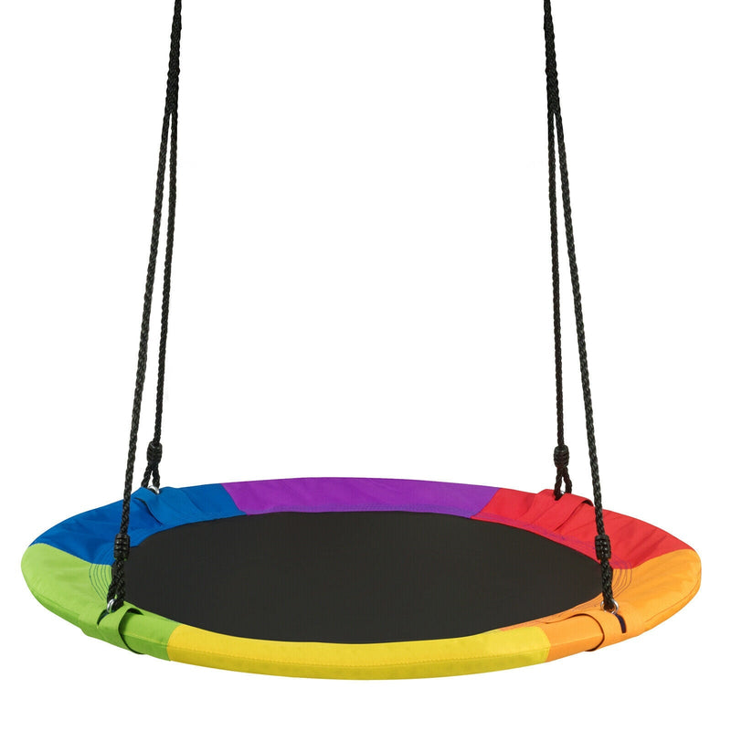 40 Inch 770 lbs Flying Saucer Tree Swing Kids Gift with 2 Tree Hanging Straps-Multicolor - Relaxacare