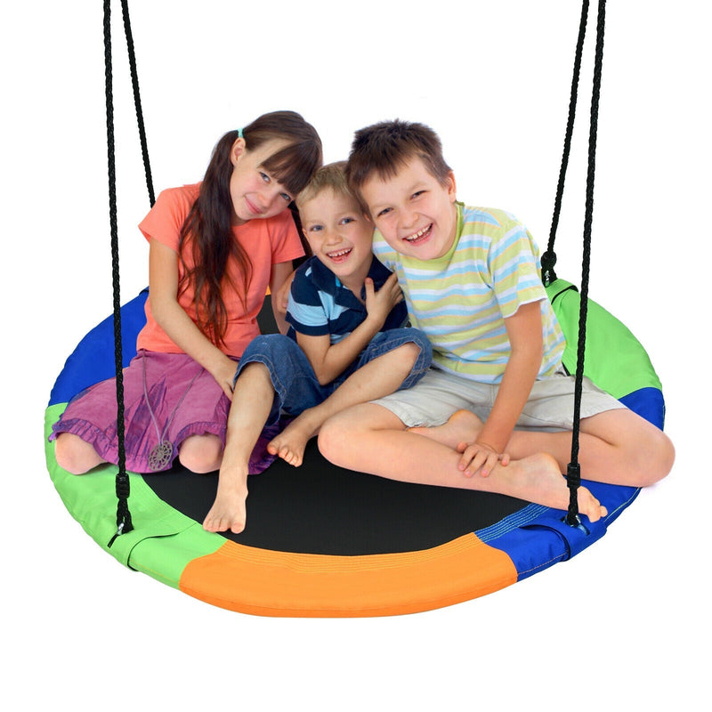 40-Inch Flying Saucer Tree Swing Outdoor Play Set with Adjustable Ropes Gift for Kids - Relaxacare