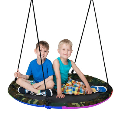 40 Inch Flying Saucer Tree Swing with 2 Hanging Straps for Kids-Army Green - Relaxacare