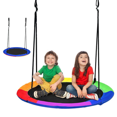 40 Inch Flying Saucer Tree Swing with 2 Hanging Straps for Kids-Blue - Relaxacare