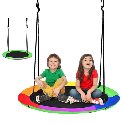 40 Inch Flying Saucer Tree Swing with 2 Hanging Straps for Kids-Green - Relaxacare