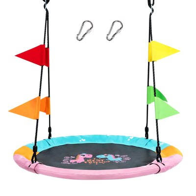 40 Inch Flying Saucer Tree Swing with Hanging Straps Monkey-Pink - Relaxacare